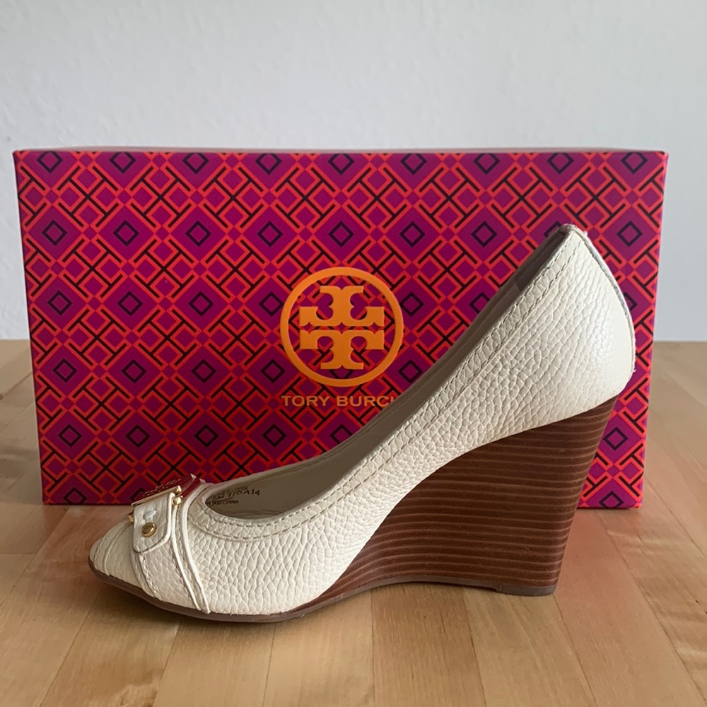 Tory Burch Peep Toe Wedges